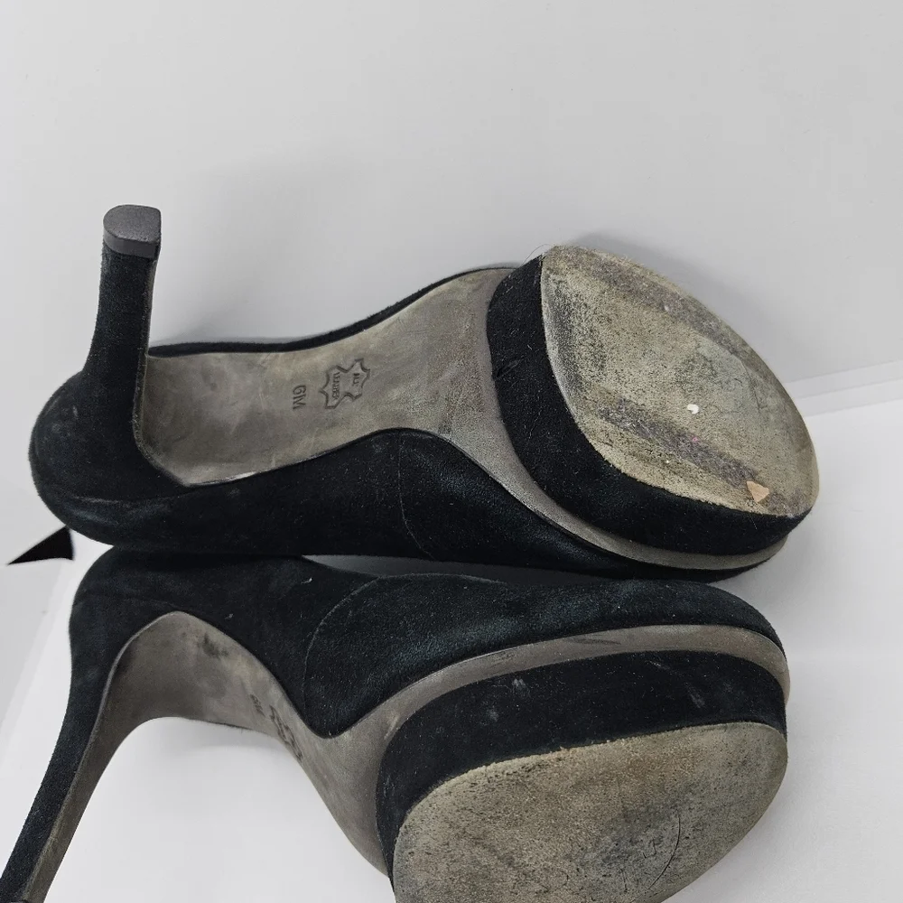 Tory Burch black suede Camille platform stiletto heels size 6